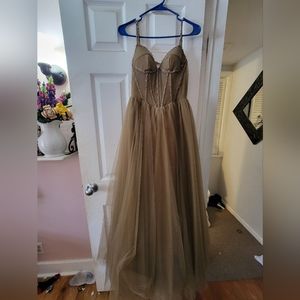 brown/taupe prom dress